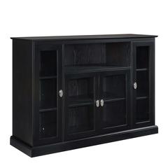 Summit Highboy TV Stand with Storage Cabinets and Shelves, Black Finish