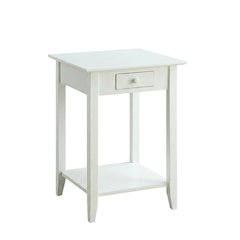 Wooden End Table with Drawer and Shelf for Living Room Use
