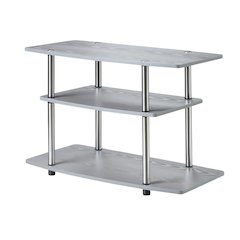 Gray No Tools 3-Tier TV Stand for TVs up to 37 inches, Transitional style