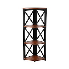 Corner Bookcase in Neutral Finish with Stable Support and Durable Construction