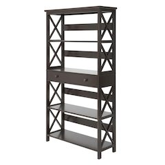 5-Tier Bookcase with Drawer in Modern Finish for Storage and Organization