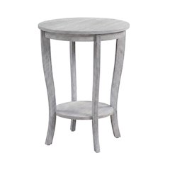 Round End Table with Distressed Finish and Sturdy Construction