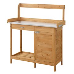 Deluxe 1 Drawer Potting Bench with Storage Cabinet and Shelves