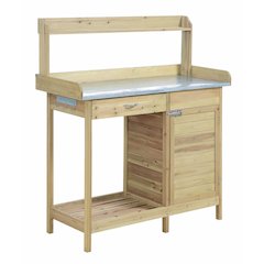 Deluxe 1 Drawer Potting Bench with Storage Cabinet and Shelves