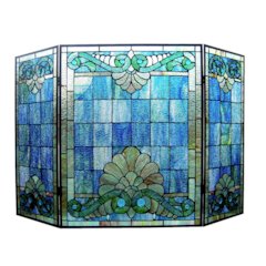 KEANU Tiffany-style 3pcs Folding Victorian Fireplace Screen 44" Wide