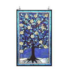 WOODLEY Tiffany-glass "Tree of Life" Window Panel 20x32