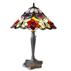 LINDSAY Tiffany-style 2 Light RosesTable Lamp 17" Shade