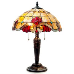 SHELLY Tiffany-style 2 Light Victorian Table Lamp 14.5" Shade