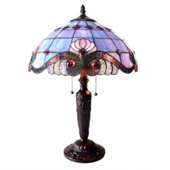 SHELLY Tiffany-style 2 Light Victorian Table Lamp 14.5" Shade