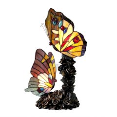 EDITH 1 Tiffany-style 2 Light Butterfly Table Lamp 10" Wide
