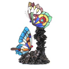 EDITH 2 Tiffany-style 2 Light Butterfly Table Lamp 10" Wide
