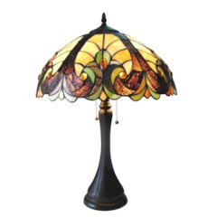 AMOR Tiffany-style 2 Light Victorian Table Lamp 16" Shade