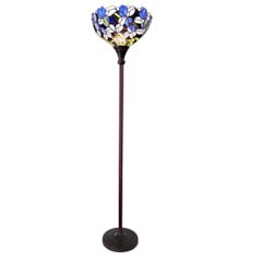 NATALIE Tiffany-style 1 Light Iris Torchiere Floor Lamp 14.5" Shade