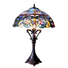 NORA Tiffany Style Victorian 2 Light Table lamp 18" Shade