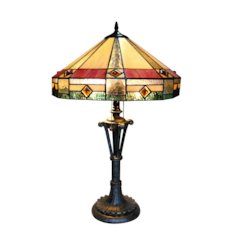 RIDLEY Tiffany-style 2 Light Mission Table Lamp 18" Shade