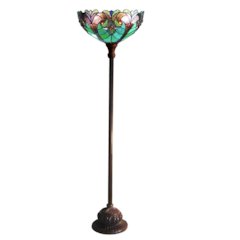 LIAISON Tiffany-style 1 Light Victorian Torchiere Floor Lamp 15" Shade