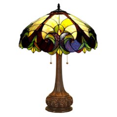 LIAISON Tiffany-style 2 Light Victorian Table Lamp 18" Shade