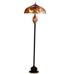 LIAISON Tiffany-style 3 Light Victorian Double Lit Floor Lamp 18" Shade