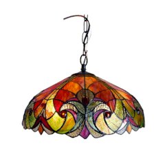 LIAISON Tiffany-style 2 Light Victorian Ceiling Pendent 18" Shade