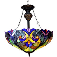 LIAISON Tiffany-style 2 Light Victorian Inverted Ceiling Pendant 18" Shade