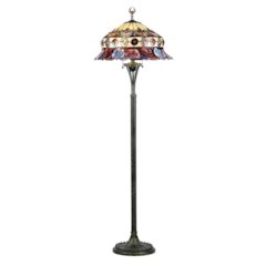 3 Light Tiffany-style Roses Scalloped Floor Lamp 20" Shade