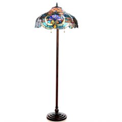 LYDIA Tiffany-style 2 Light Victorian Floor Lamp 17" Shade