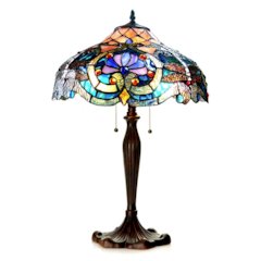 LYDIA Tiffany-style 2 Light Victorian Table Lamp 17" Shade