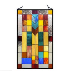 TATE Tiffany-glass Mosaic Design Window Panel 16x26