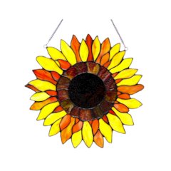 SUNNYVILLE Tiffany-glass Sunflower Window Panel 16"