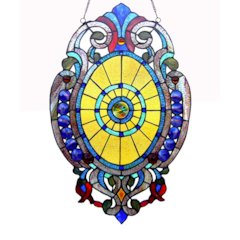 WEBSTER Tiffany-glass Victorian Window Panel 15x23