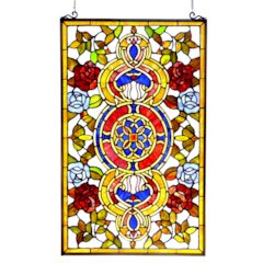 EUREKA SONARATiffany-glass Victorian Window Panel 20x32