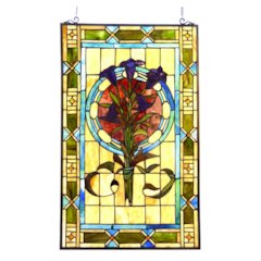 Tiffany-glass Tulips Design Window Panel 20x32
