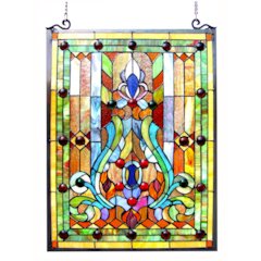 Tiffany-glass Victorian Window Panel 18x24