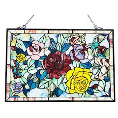 CHLOE Lighting SUNSPRITE Tiffany-Style Floal Stained Glass Window Panel 27" Width