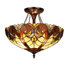 2-Light Antique Dark Bronze Finish Ceiling Semi-Flush Mount 16" Wide