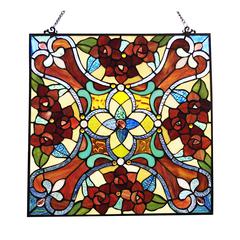NOELLE Victorian Tiffany-glass Window Panel 20" Wide