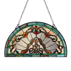Norene Tiffany-Style Victorian Stained-Glass Window Panel 12.5" Height