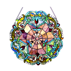 EMILIA Tiffany-glass Victorian Window Panel 20"