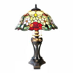 CHLOE Lighting PIPER Tiffany-Style Floral Stained Glass Table Lamp 26" Height