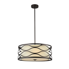 GWEN Transitional 3 Light Rubbed Bronze Ceiling Pendant 20" Wide