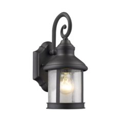 GALAHAD Transitional 1 Light Black Outdoor Wall Sconce 12" Height