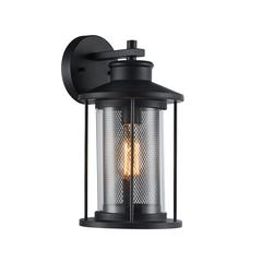 CRICHTON Transitional 1 Light Textured Black Outdoor Wall Sconce 14" Tall