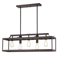 CHLOE Lighting IRONCLAD Industrial 5 Light Oil Rubbed Bronze Island Pendant Ceiling Fixture 36" Wide