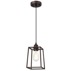 CHLOE Lighting IRONCLAD Industrial 1 Light Oil Rubbed Bronze Mini Pendant Ceiling Fixture 6" Wide