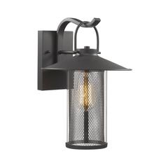 ELIJAH Industrial-style 1 Light Textured Black Outdoor Wall Sconce 14" Tall