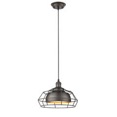 IRONCLAD  Industrial-style 1 Light Rubbed Bronze Ceiling Mini Pendant 12" Wide