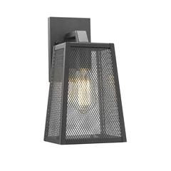 EMERSON Industrial 1 Light Textured Black Outdoor Wall Sconce 12" Tall
