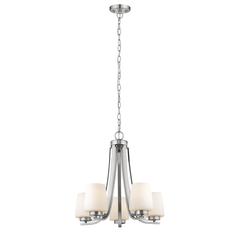 OLIVIA Contemporary 5 Light Brushed Nickel Mini Chandelier 22" Wide