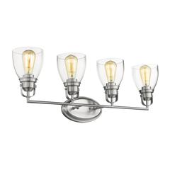 LILY Contemporary 4 Light Brushed Nickel Bath Vanity Light Clear Glass 31" Wide