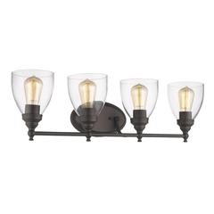 ELISSA Transitional 4 Light Rubbed Bronze Bath Vanity Light Clear Glass 30" Wide